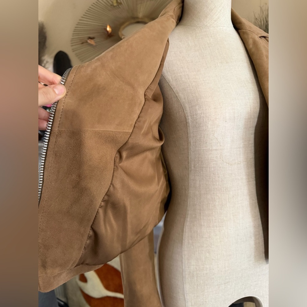 Quince 100% Suede Biker Jacket in XS pecan brown - Picture 14 of 17